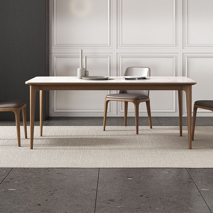 Vast hout midden-eeuwse moderne tafel rechthoekige gesinterde stenen boventafel voor eetkamer