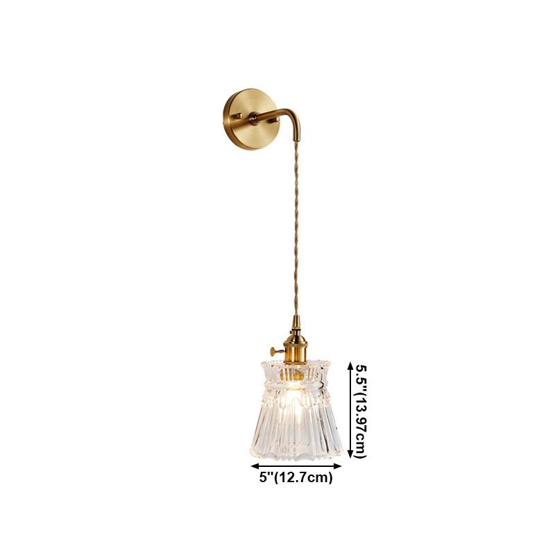 Contemporary Simple Glass Wall Sconce 1 Head Gold Wall Light for Living Room