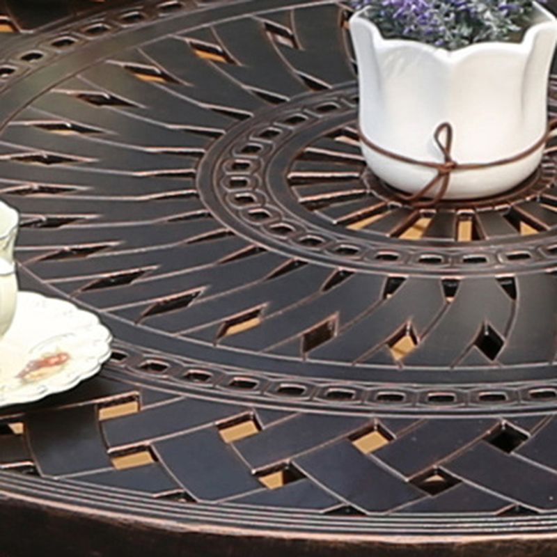 Dark Brown Boho Dining Table Set 1/5 Pcs Metal Outdoor Dining Set