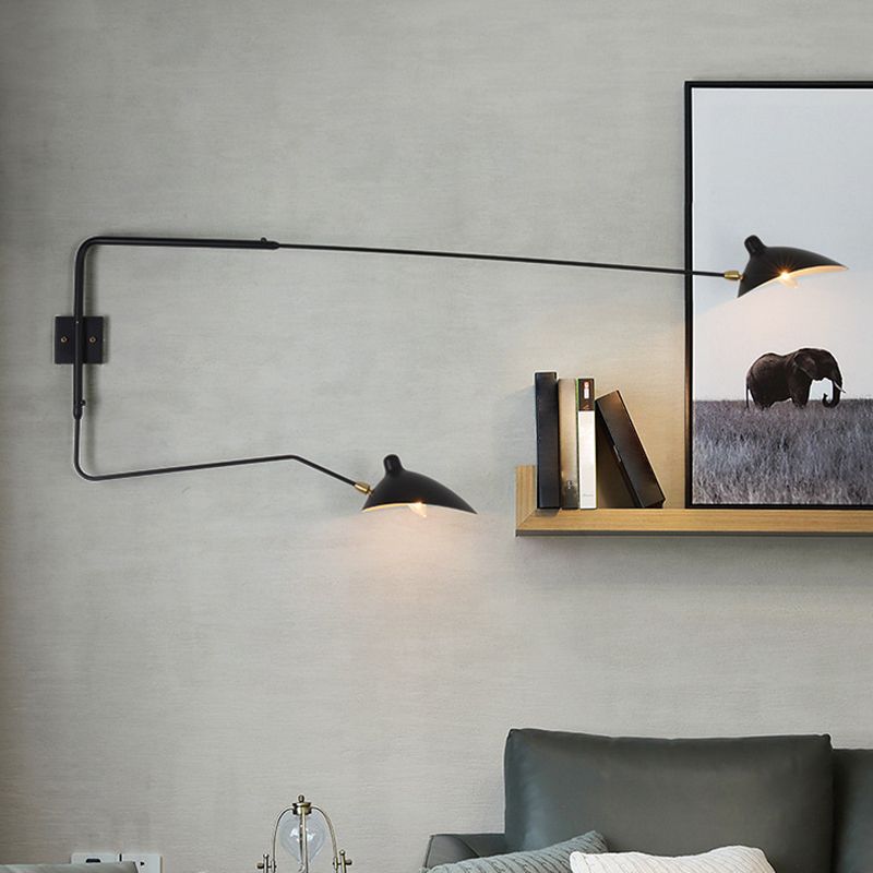 Black Modern Wall Sconce Geometric Shape Wall Light with Metal Shade for Bedroom