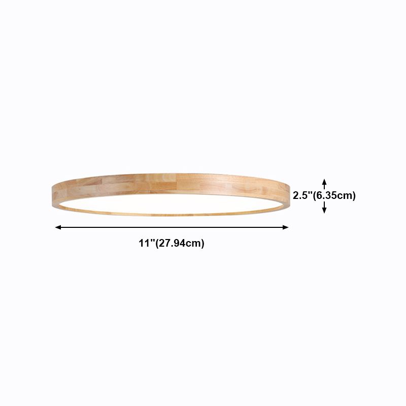 Luminaires de plafond affleurants contemporains en bois ronds montés au plafond