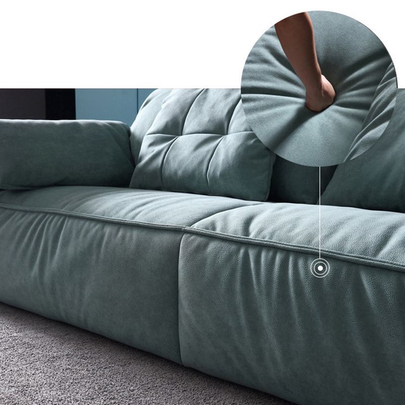 Faux Leather Pillow Top Arm Sofa Contemporary Cushions Standard Sofa