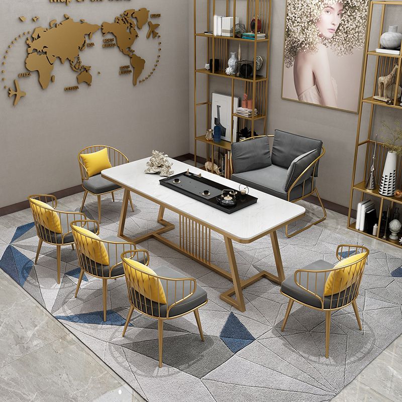 Modern 1/7 Pieces Dining Set Rectangle Stone Dining Table for Living Room Dining Room