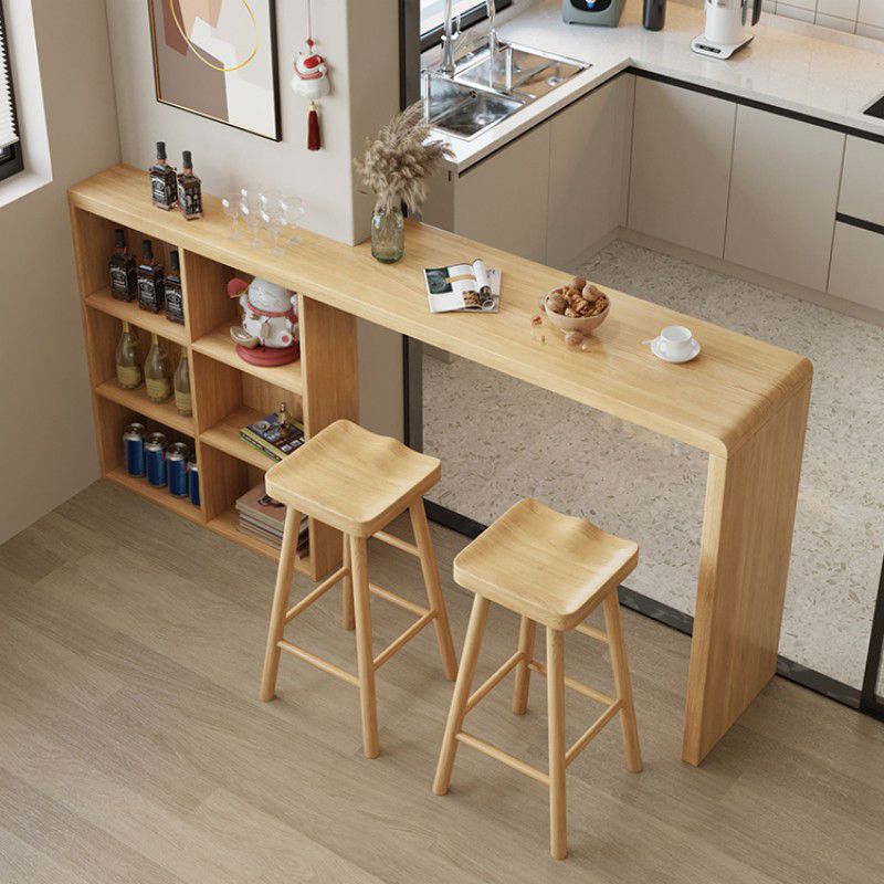 Contemporary Natural Finish Wooden Bistro Table for Small Places
