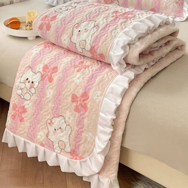Vintage Bed Sheet Cartoon Printed Soft Flannel Non-Pilling Bed Sheet Set
