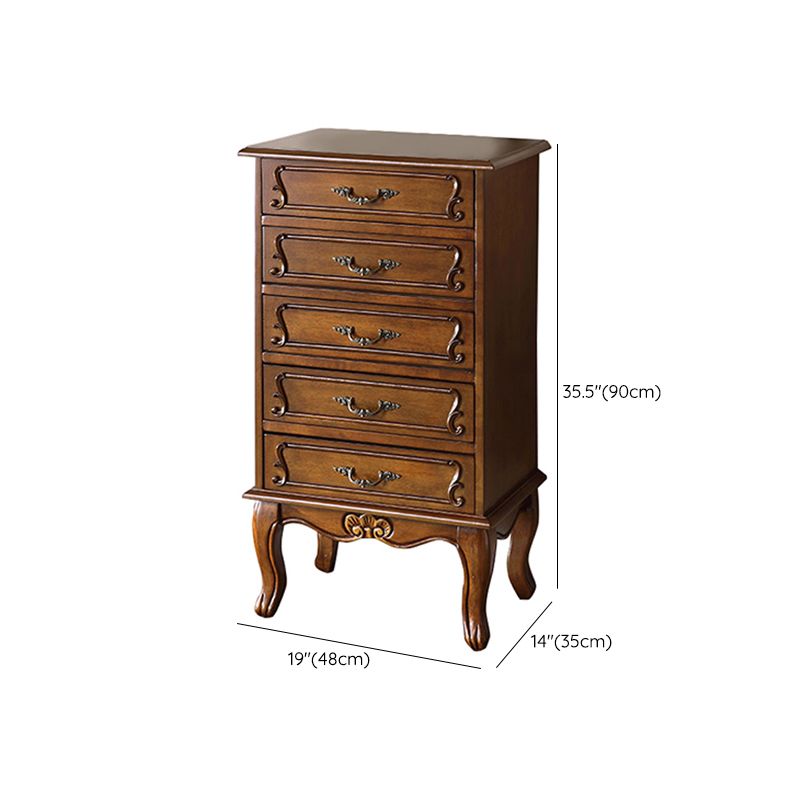 Traditional Rubber Wood Storage Chest Bedroom Chest with Drawers