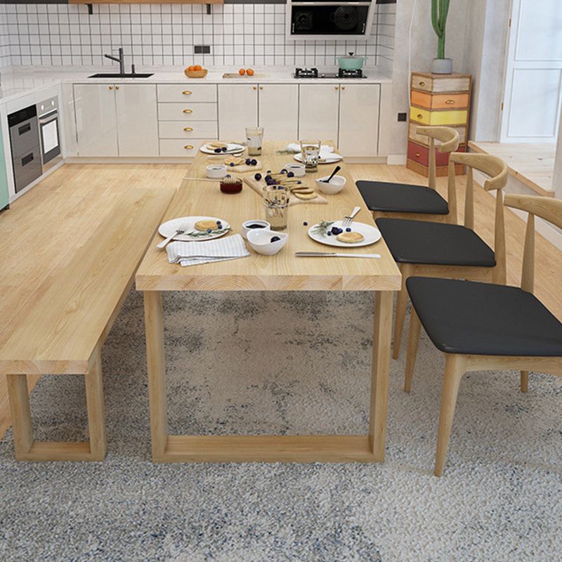 Solid Wood Top Dining Table Traditional Luxury Table with Wood Sled Base