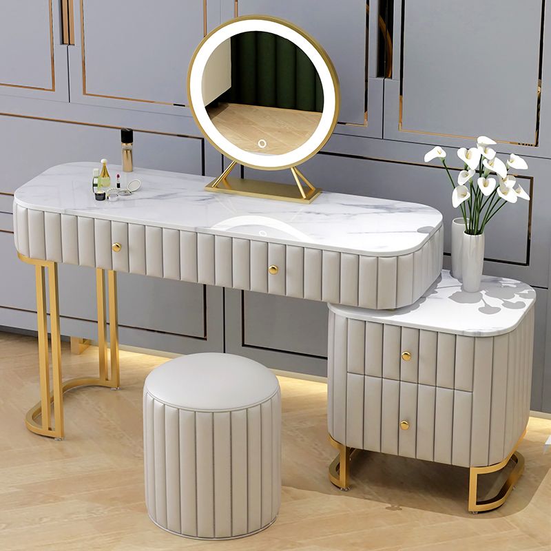 Glam 4 Drawer Makeup Vanity Set Slate Top Vanity Dressing Table