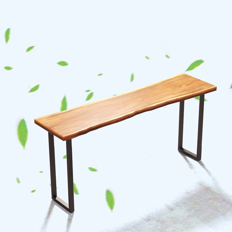 Pine Wood Bar Table Brown Industrial Bar Dining Table with Sled Base