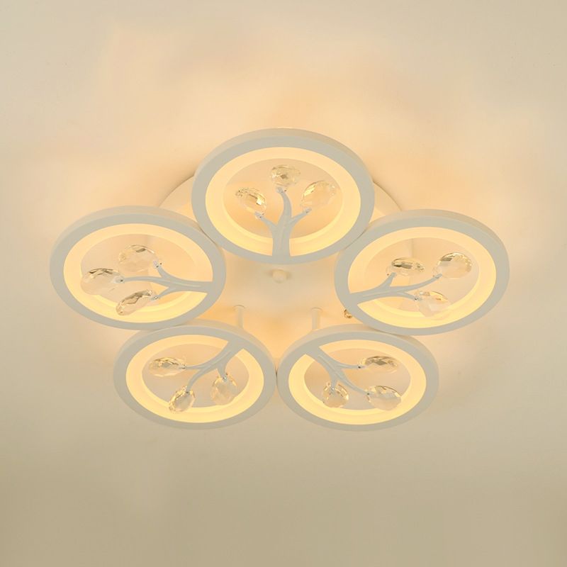 Sputnik Living Room Flush Mount Lamp Simple Acrylic 5/12/15 Lights White Flush Light Fixture in Warm/White/3 Color Light
