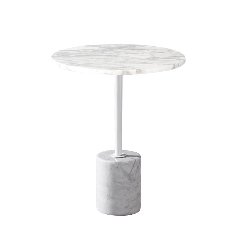 Modern Marble Pedestal End Slide Table White Round Corner Table