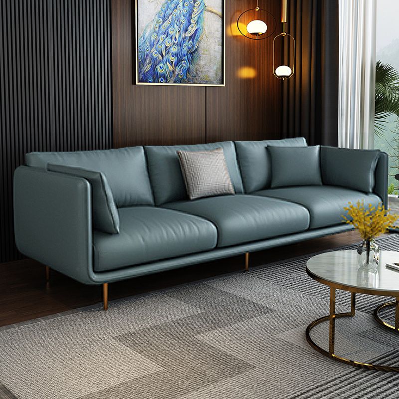 Contemporary Sofa with 3 Pillows Suare Arm Couch for Living Room