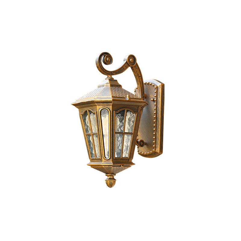 Single-Bulb Wall Mount Light Retro Bell Shaped Ripple Glass Wall Lighting for Courtyard