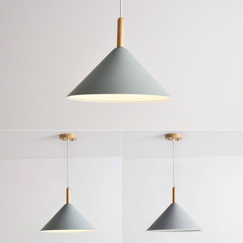 6-Color Optional Macaroon Simplicity Hanging Lamp Cone Shade Nordic Style Lighting Pendant for Dining Room