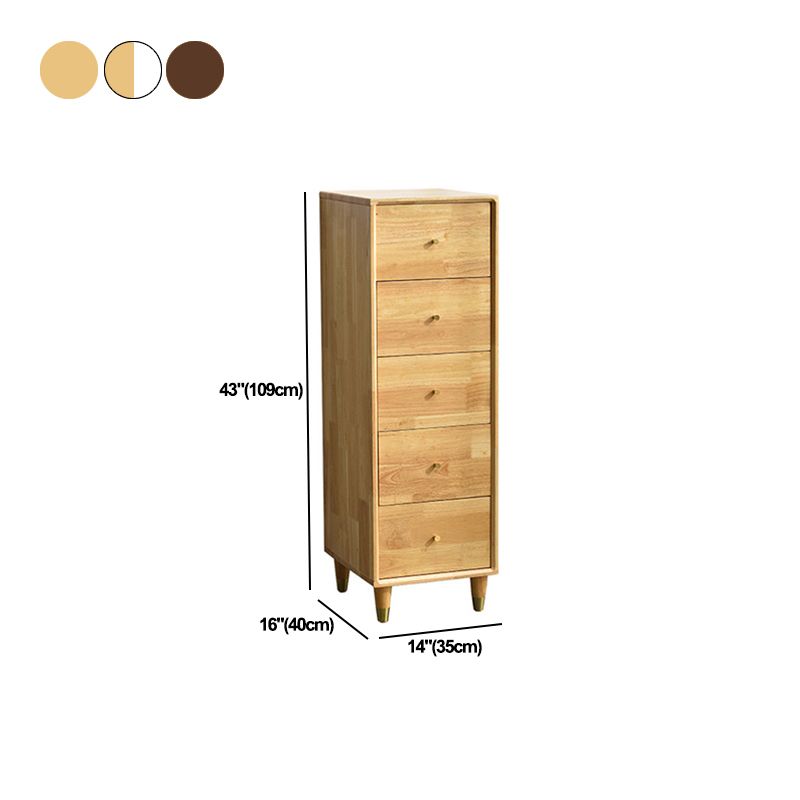 15.74" Wide Modern Wooden Accent Chest Rubberwood Chest with 5 Drawers