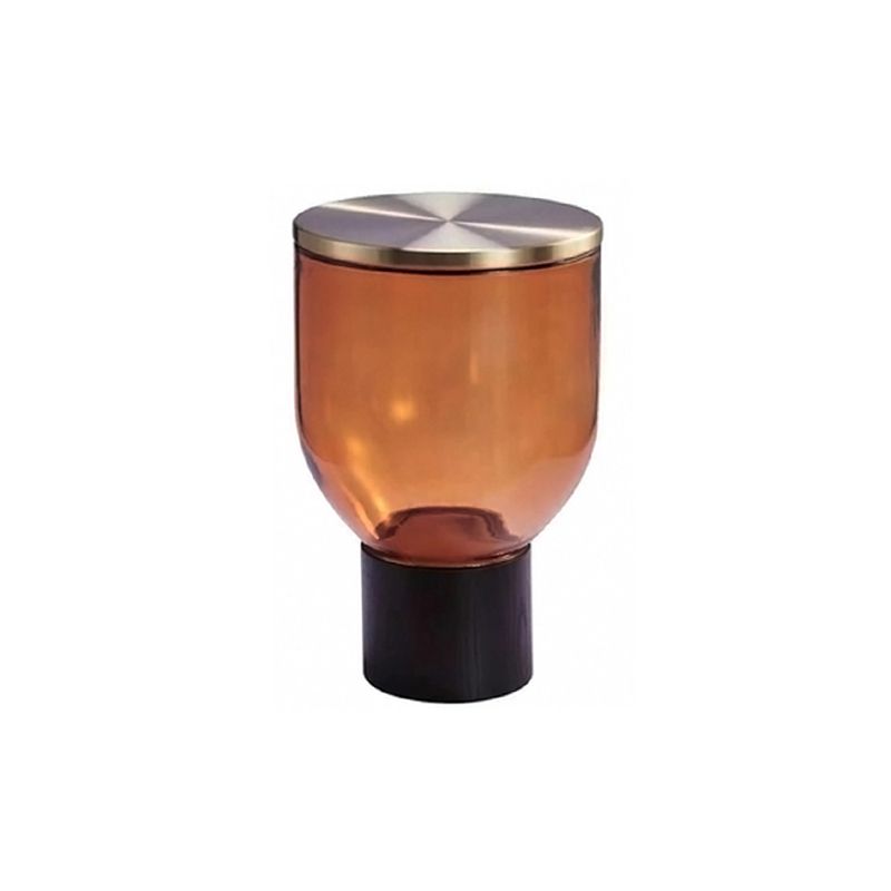 Contemporary Style Round Side End Table Pedestal Glass Side Table