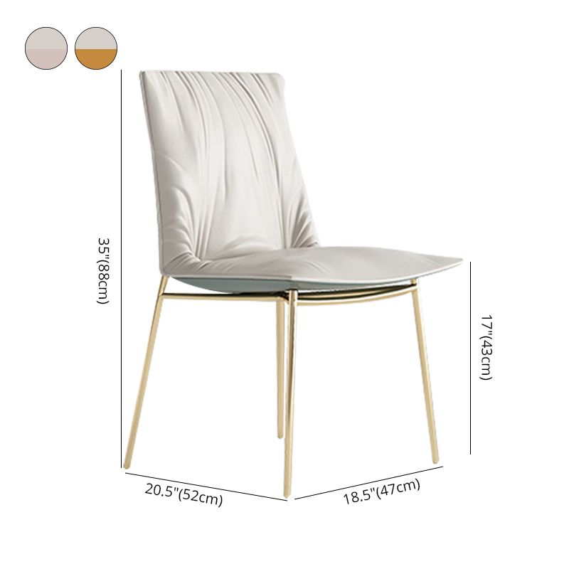Silla lateral de comedor de cuero moderna, silla sin brazos con respaldo sólido de lujo para cocina