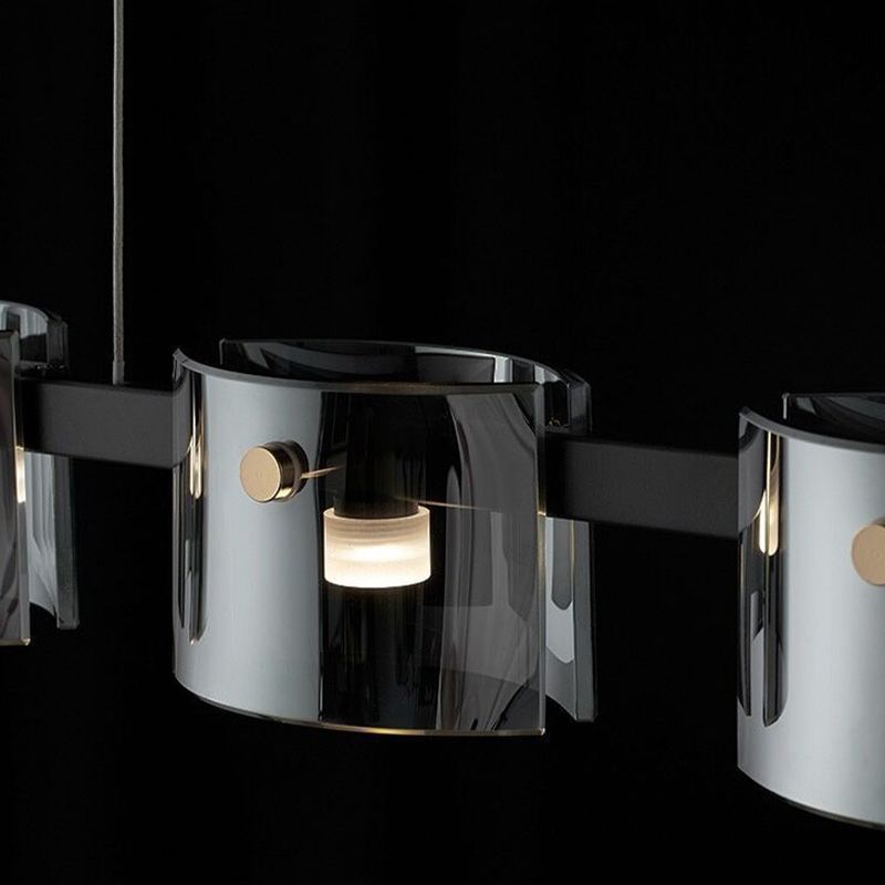 Glass 5 / 7 / 9 - Light LED Pendant Ceiling Fixture Modern Kitchen Island Light in Black