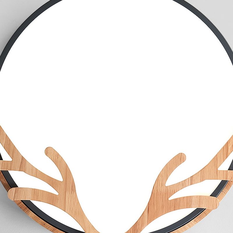 Circle Flush Light Fixture Simplicity LED-Acryl-Deckenleuchte mit Holzgeweih-Dekor für Schlafzimmer