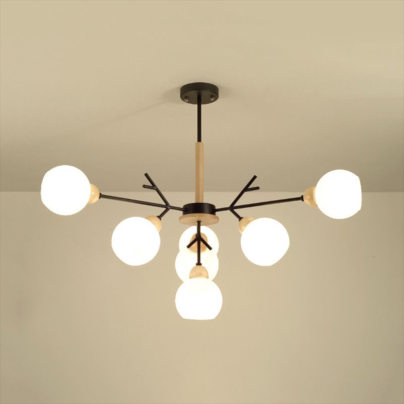 Opal Glass Shade Branch Chandelier 7/13 Lights Contemporary Ceiling Pendant for Restaurant