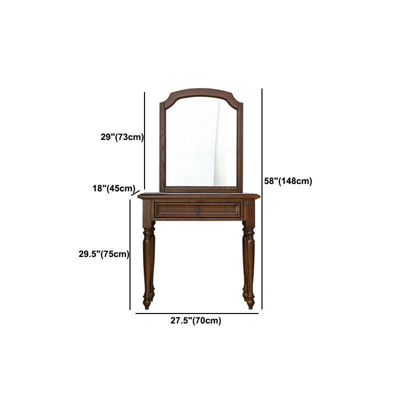 Brown Ash Vanity Set with Mirror 58.26" High Vanity with Drawer