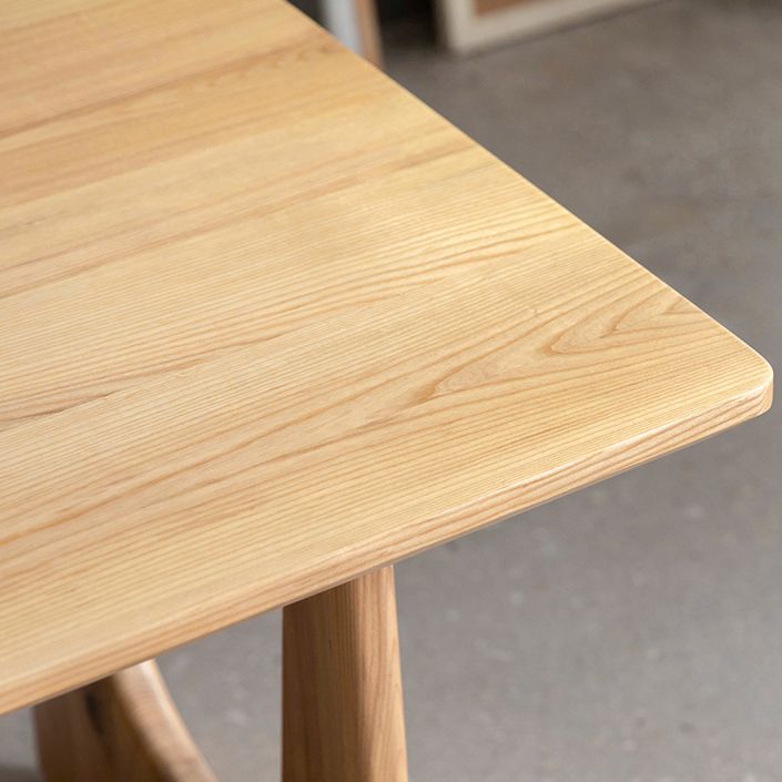 Rectangle Double Pedestal Dining Table Modern Pine Wood Table for Kitchen