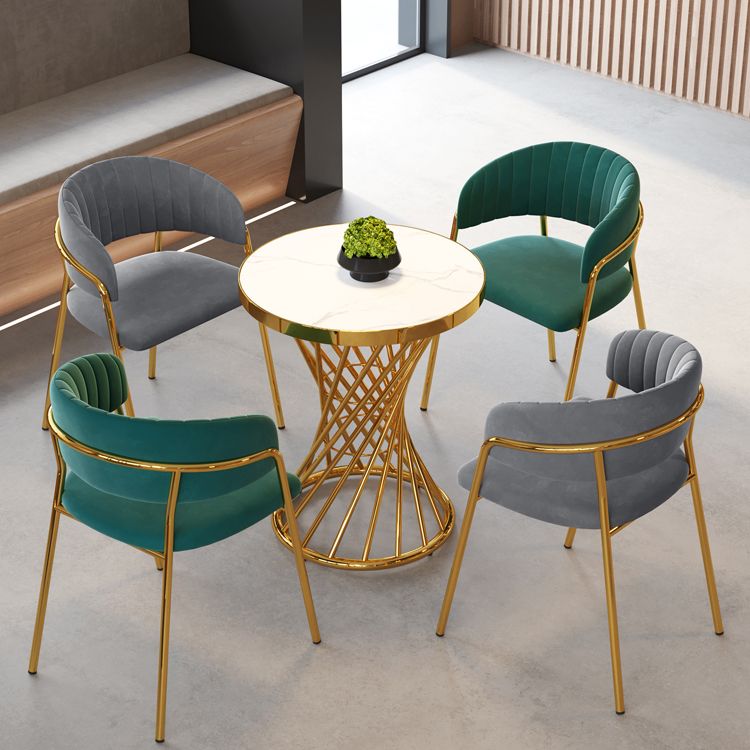 Upholstered Dining Chair Glam Style Open Back Arm Chair for Dining Room