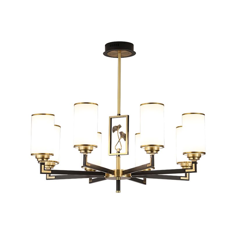 Cylinder Shape Pendant Lights Modern Style Glass Chandelier Lights