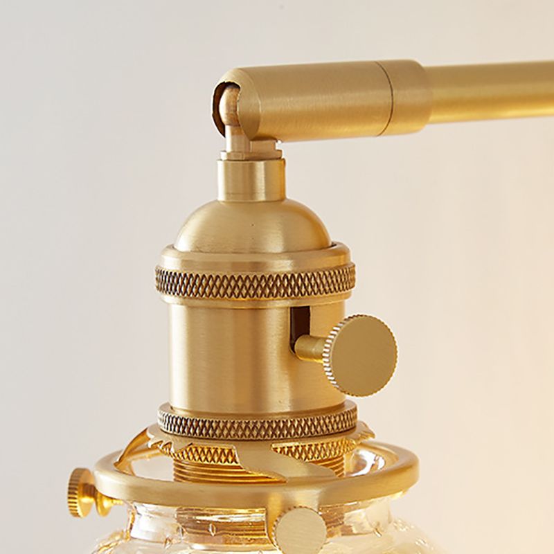 Nordic Style Brass Wall Light Bowl Shape Wall Sconce with Glass for Bedroom