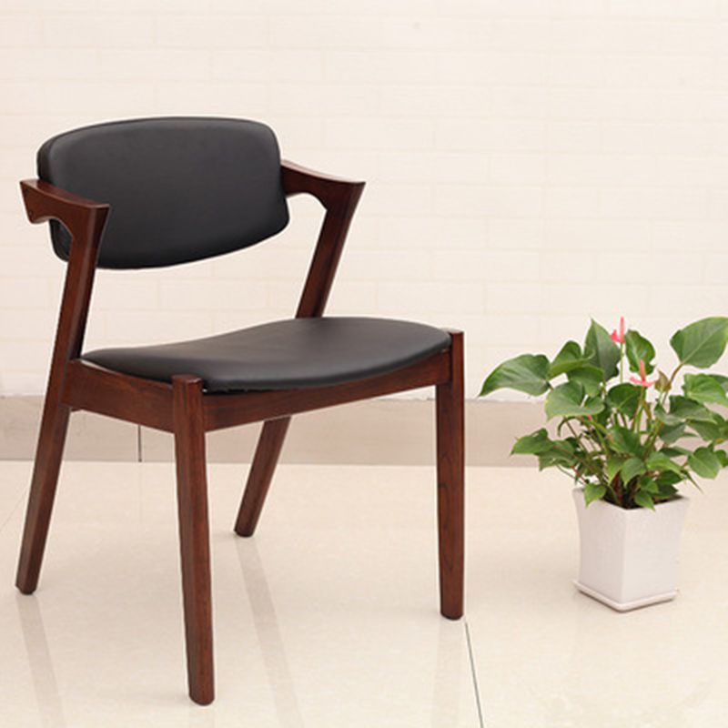 Wood Side Dining Chairs Contemporary Open Back Dining Side Chair in Black