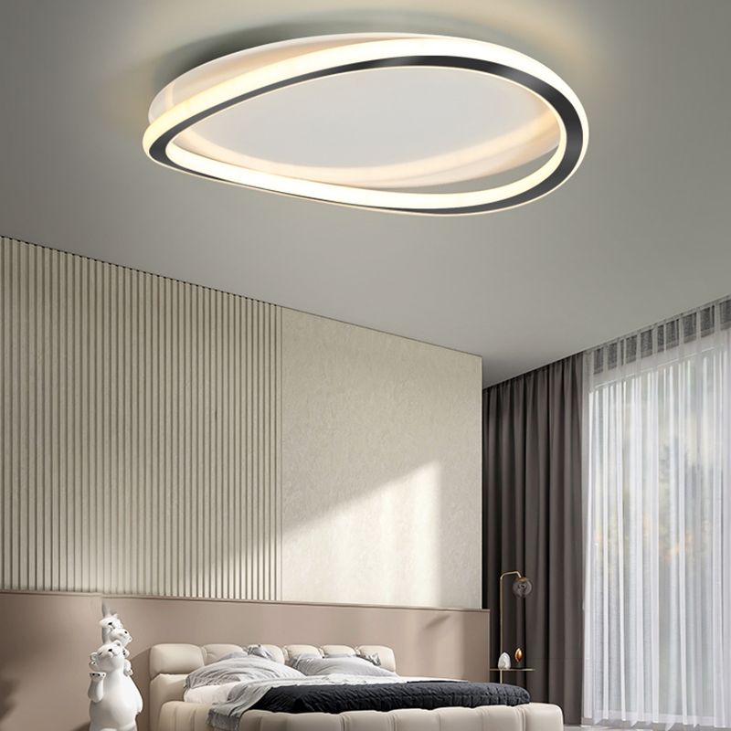 Minimalism LED Flush Mount White Metal Ceiling Light Fixture for Bedroom