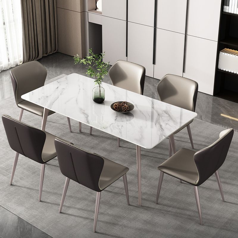 Modern 1/3/4/5/7 Pieces Dinette Set with White Sintered Stone Rectangle Dining Table Set