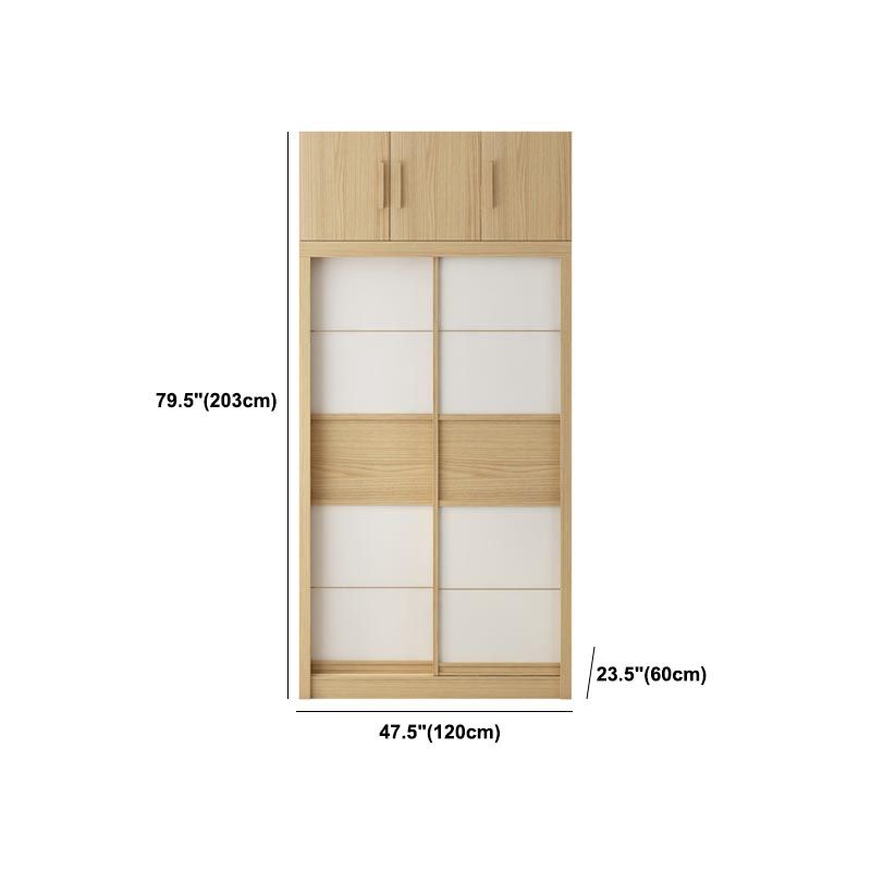 Modern Natural Wardrobe Armoire Engineered Wood Wardrobe with Drawer