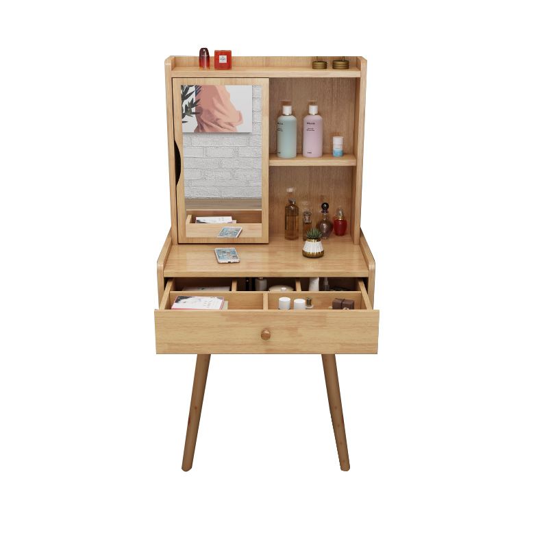 Scandinavian Dressing Table with Mirror and Drawer Solid Wood