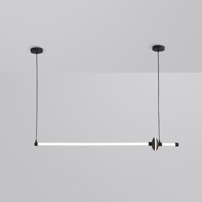 Metal Linear Island Pendant Modern 2-Light Island Lighting for Dining Room