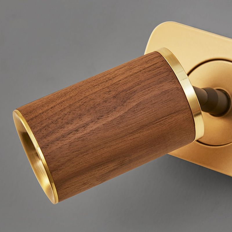 Modern Simple Cylinder Shape Vanity Light with Wood Shade for Shower Room