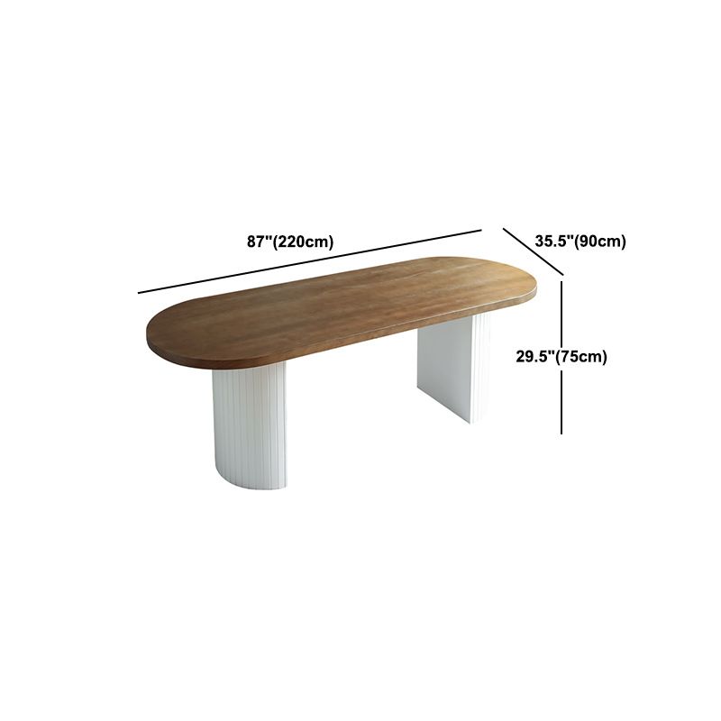 Pine Solid Wood Dining Table Oval Dining Table with Double Pedestal