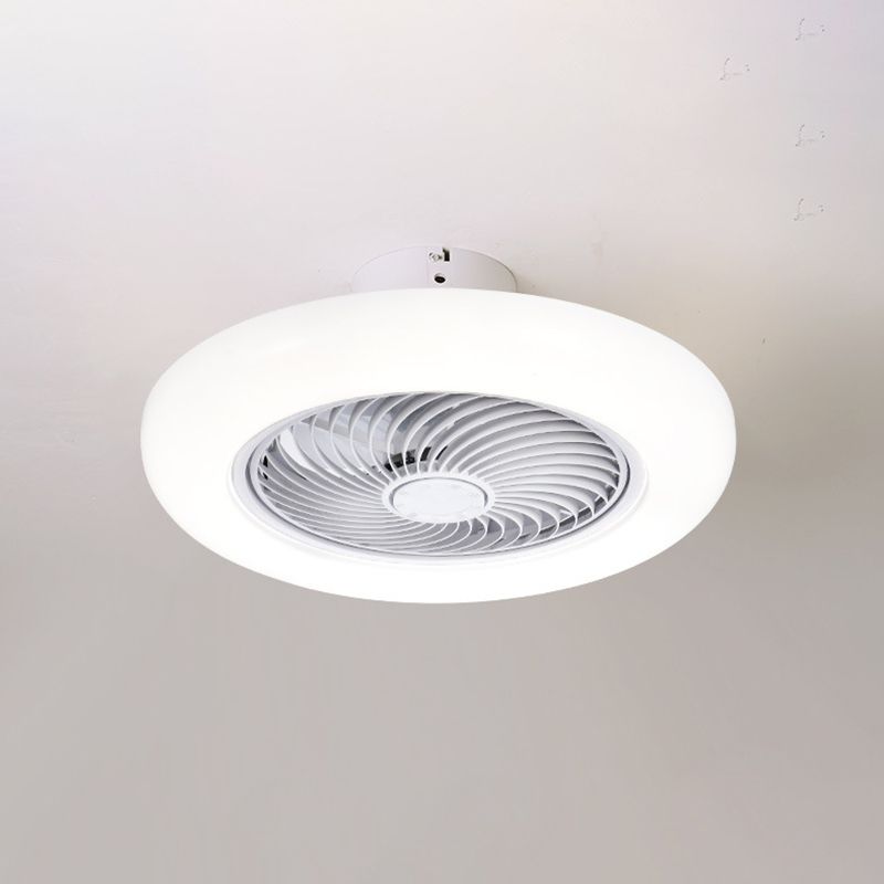 Modern Style Round Fan Light Fixture Acrylic Bedroom LED Semi Flush Ceiling Light