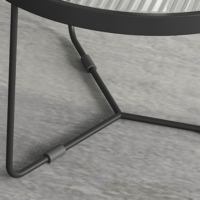 Contemporary Round Nesting Coffee Table with Glass Top and Iron Base