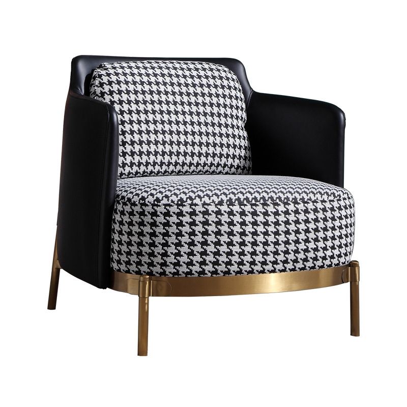 Modern Swallow Gird Sofa Fabric and Leather Sloped Arm Sofa in Blue