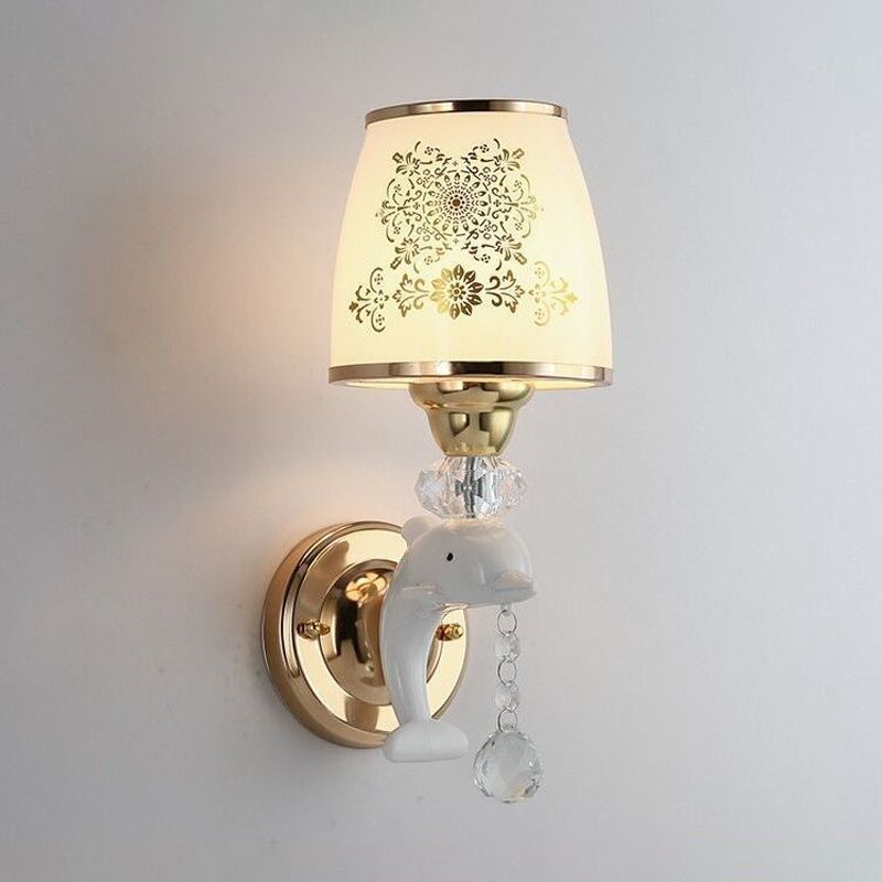 Trapezoid Opal Glass Shade Murce Murce Modern 1/2-Light Finish Finish Wall Mount Mount LAMPE