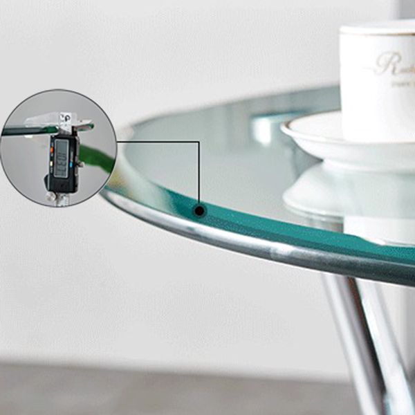 Runde transparente Esstischglas Tisch modern mit 3 Beinen Sockel