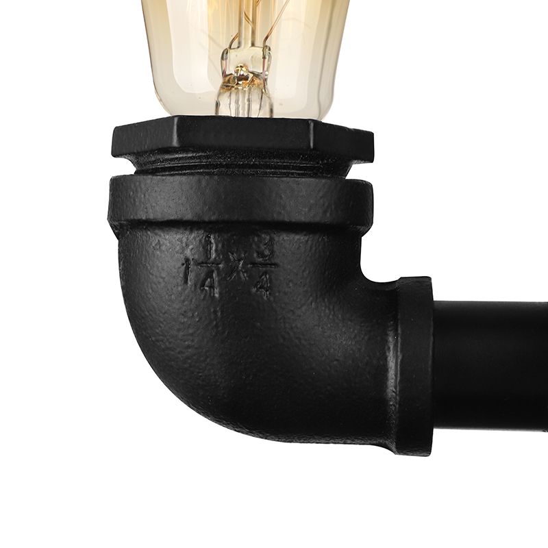 Bare Bulb Living Room Wall Sconce Lighting with Pipe Rustic Stylish Metal 1 Head Black/Bronze Wall Mount Light