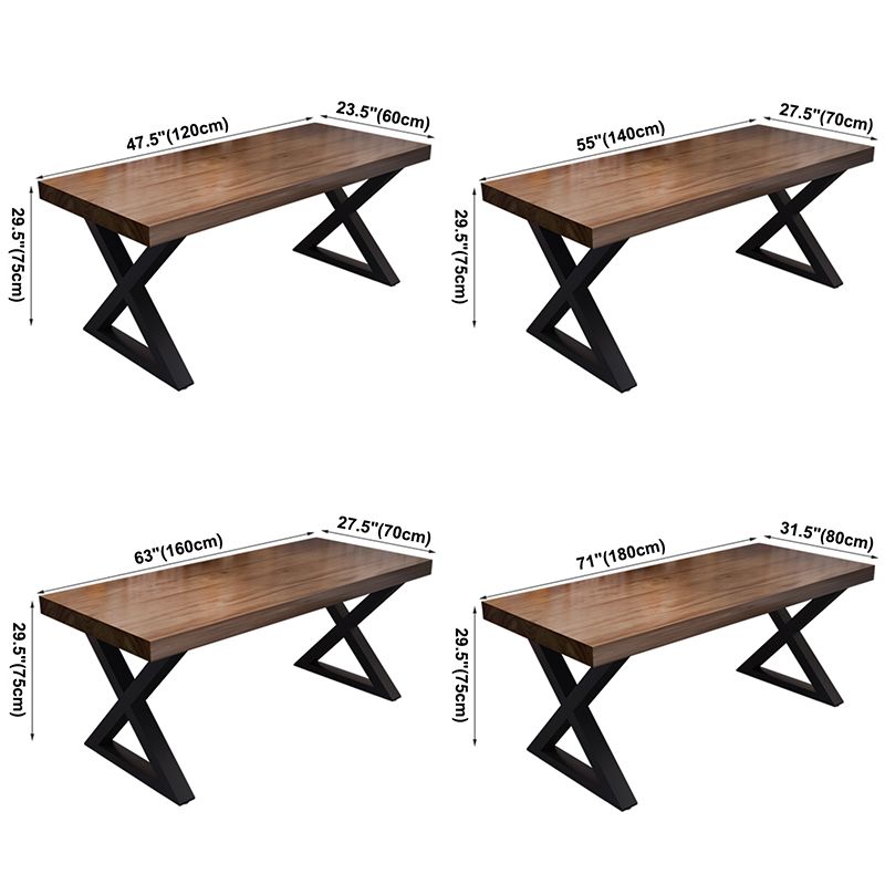 Mesa industrial de madera maciza para comedor, mesa de cocina, mesa con base de trineo rectangular para comedor