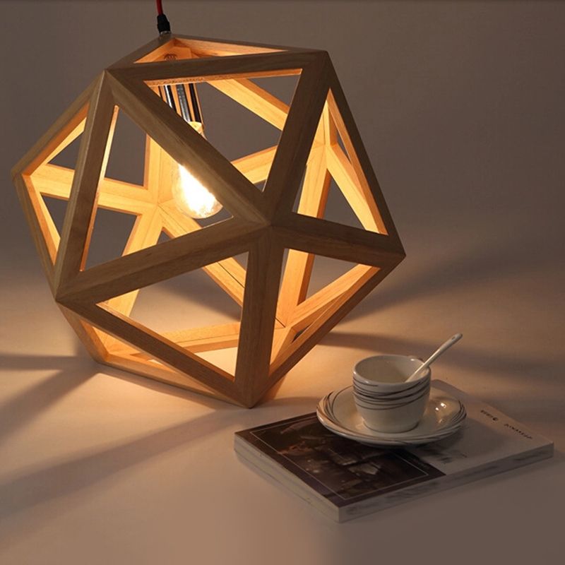 Cage en bois pendant éclairage