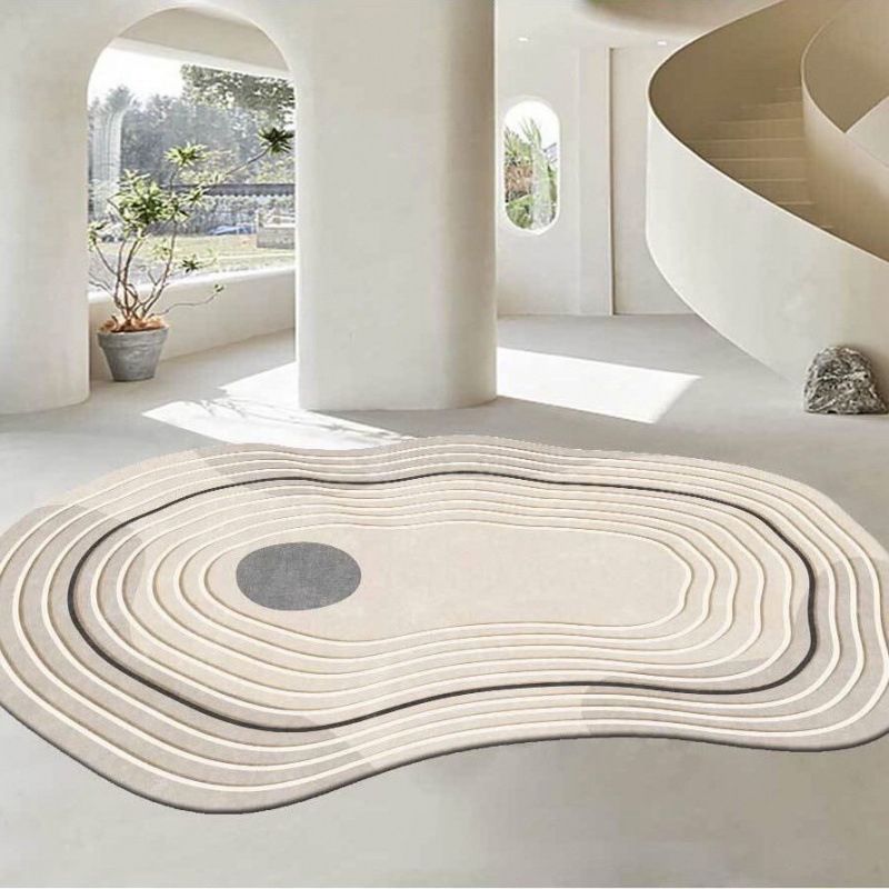 Leisure Novelty Shape Rug Simplicity Contrast Panel Rug Polyester Carpet with Non-Slip Backing