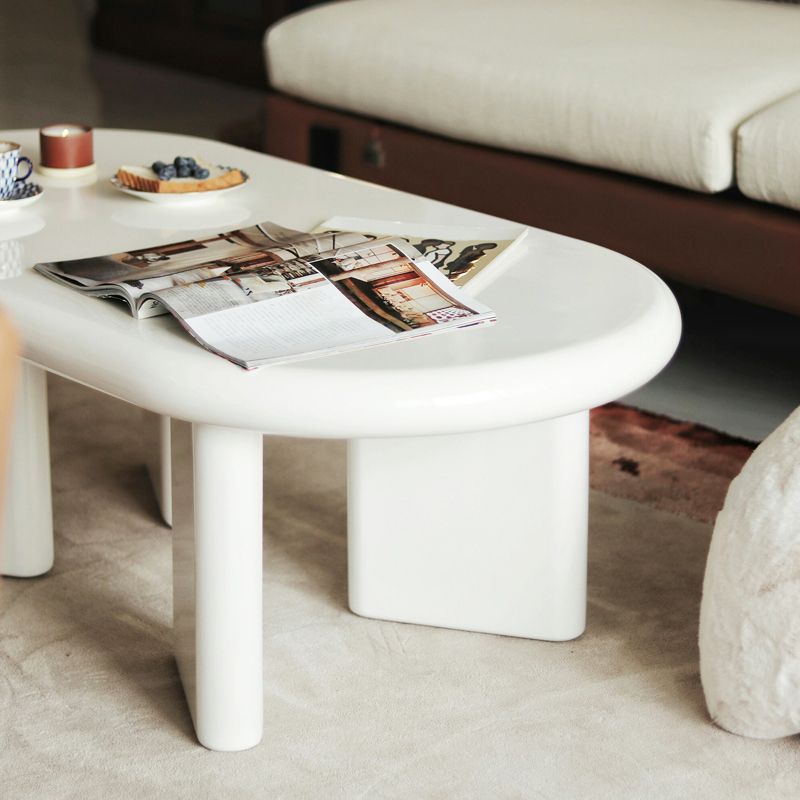 4 Legs Coffee Cocktail Table Wooden Oval Coffee or End Table