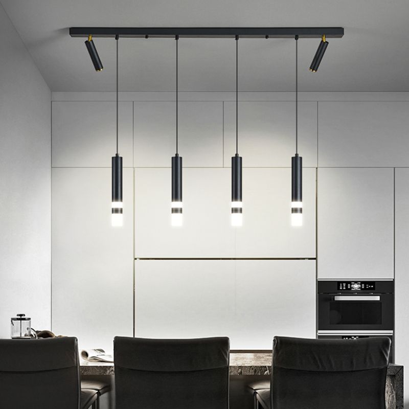 Luce a ciondolo a LED LED LINEAR BLACE Luce a soffitto in ferro battuto in stile moderno con ombra acrilica