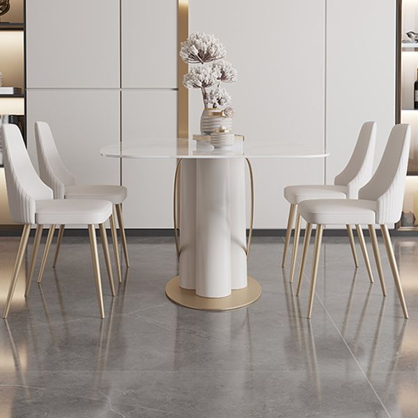 Mesa de comedor rectangular de lujo tradicional Mesa de cena de piedra con base de pedestal