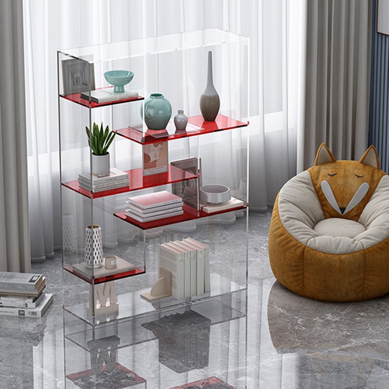 Contemporary Closed Back Bookshelf Standard Acrylic Bookcase with Shelves